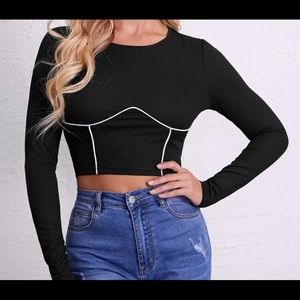 SHEIN Contrast Tipping Crop Tee